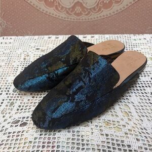 MIX No. 6 Metallic Jacquard Mule Slides – Size 8
